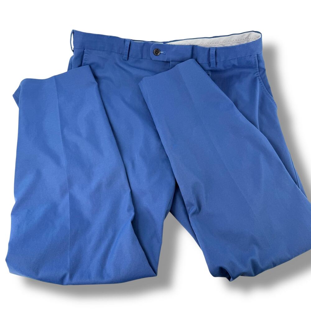 Peter Millar Crown Sport Pants Mens 36x34 Navy Blue Flat Front Golf Chino